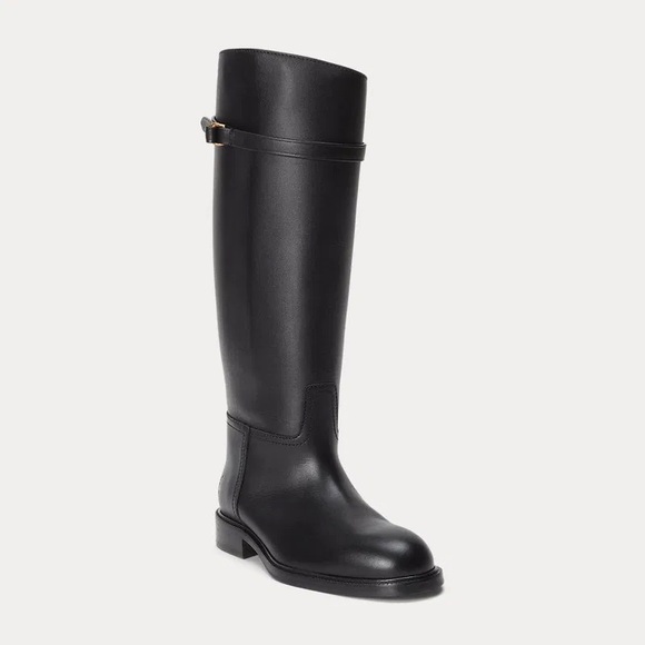 Polo Ralph Lauren Shoes - Polo Ralph Lauren Calfskin Tall Riding Boots, Black Leather, Size 8.5